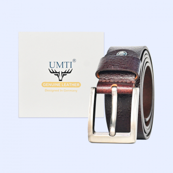 UMTI® Gürtel Herren Ledergürtel aus Büffelleder für Männer 25- (23A) Jeans Echtleder 35mm breit kürzbar Neu